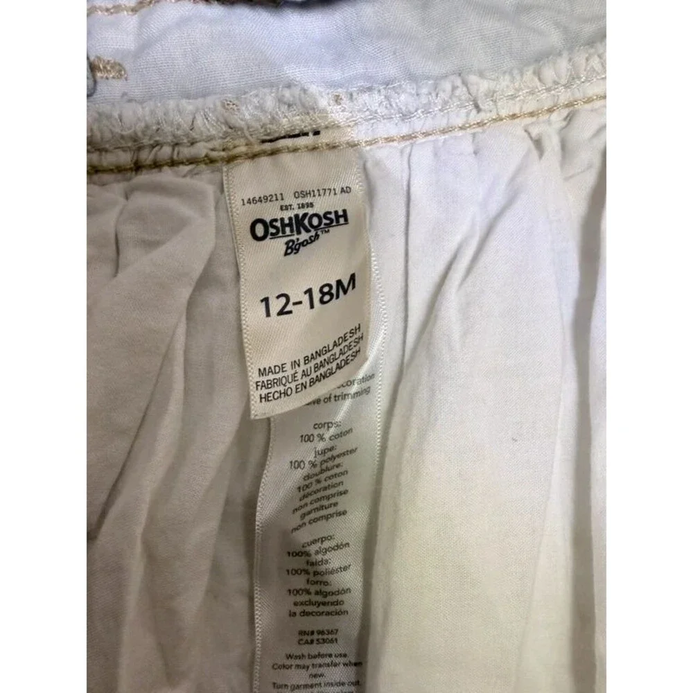 Oshkosh B’Gosh Blue White Gold Sparkly Overall Dress Baby Girls 12-18M 7125